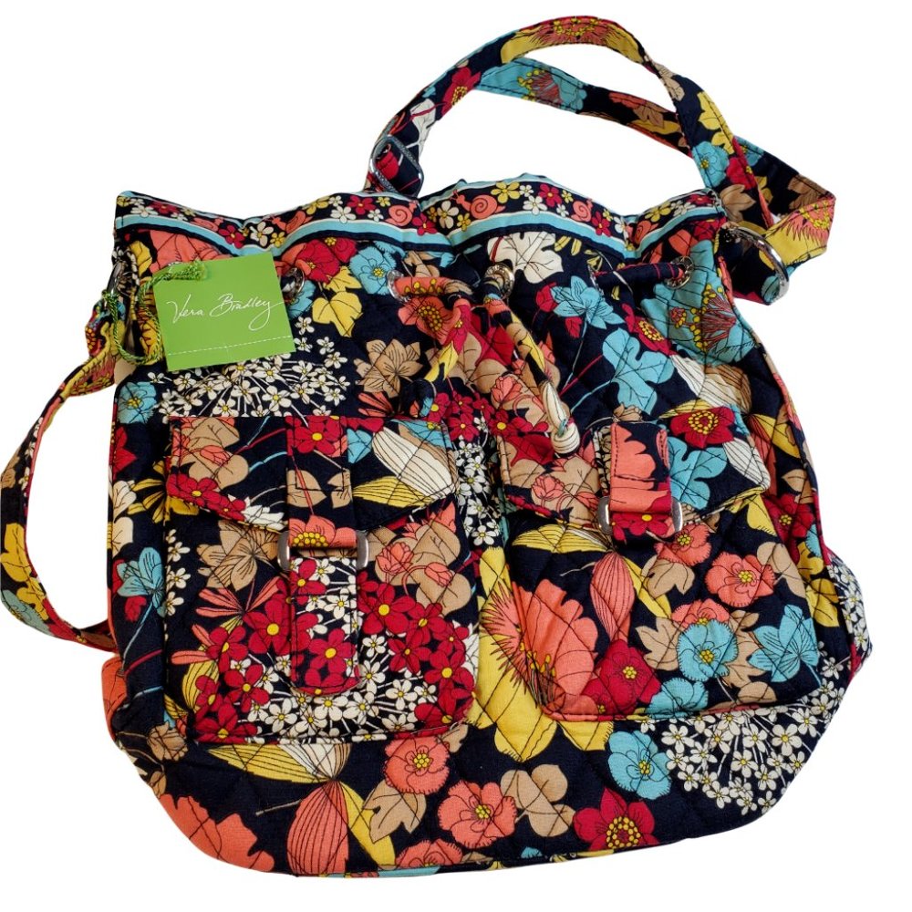 Vera Bradley Floral Quilted Shoulder Bag in Navy Multi